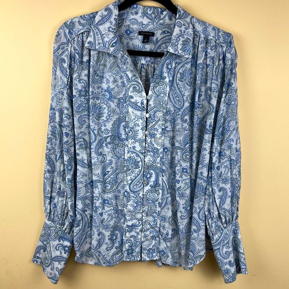 Ann Taylor Boho Paisley Button-down Blouse M - Picture 1 of 10